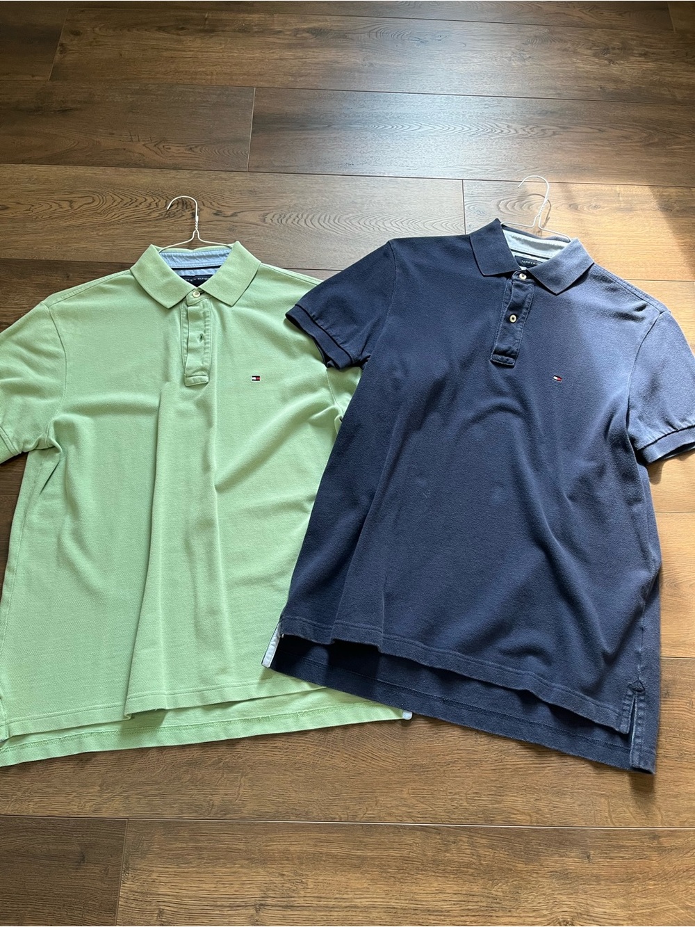 Tommy Hilfiger Men’s Polo Shirt - Navy and Light Green Mens Small two shirts